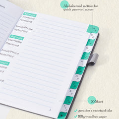 A6 Password Book With Alphabetical Tabs for Seniors Office Home