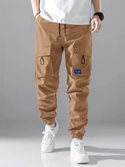 Men's Drawstring Cargo Pants Flap Pocket Jogger Pants