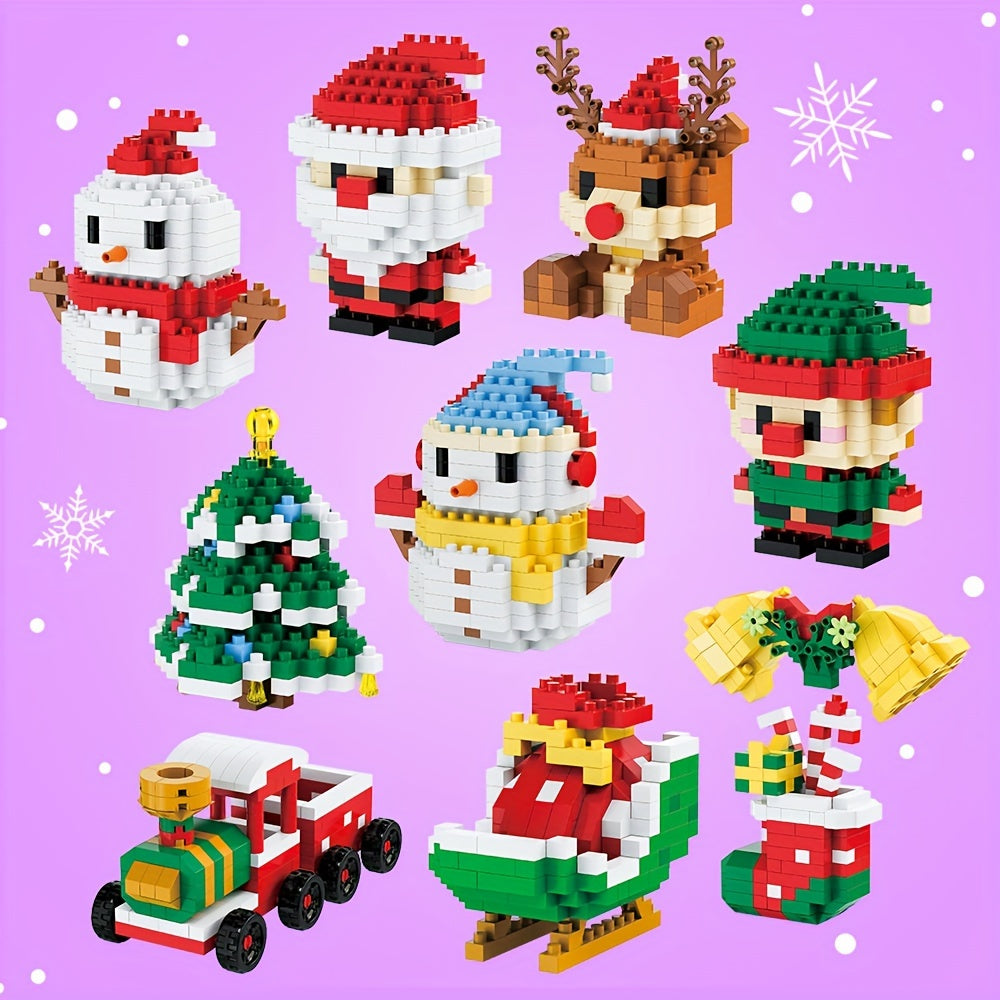 Mini Christmas Building Blocks Santa Elves Snowmen Train Characters