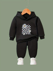 Daisy Pattern Long Sleeve Hooded Sweatshirt Girls Comfy Hoodie & Sweatpants