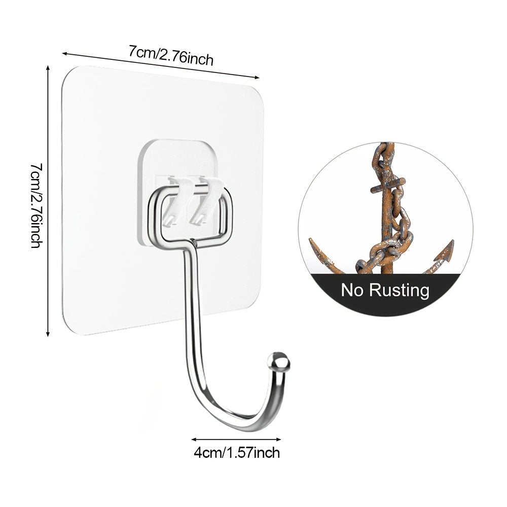 10pcs Adhesive Hooks Heavy Duty Waterproof Stick Large Wall Hooks