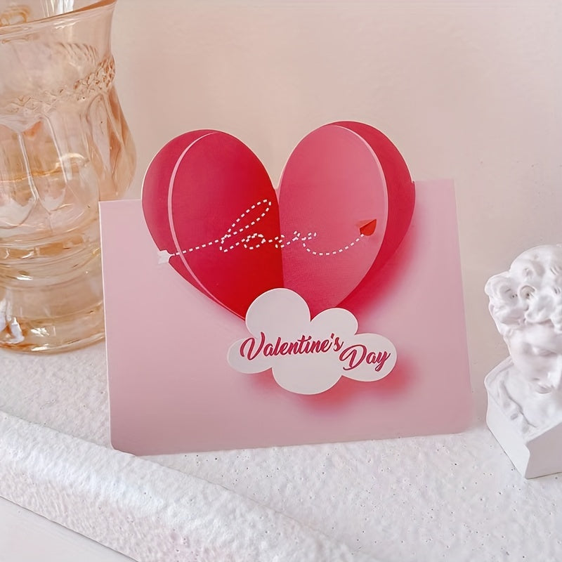 8pcs Heart-shaped Handwritten Greeting Cards Blank Wishes Message Postcards