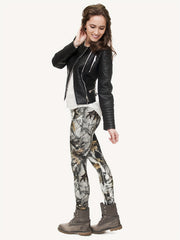 Tree Branch Print Slim Leggings Elastic Bottoms