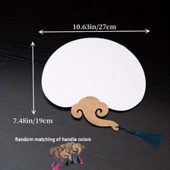 Bamboo Handle Double sided Rice Paper Fan Watercolor Painting Diy Material