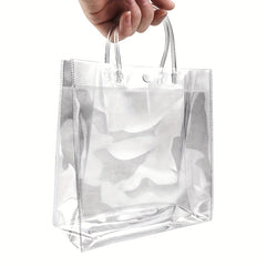 5pcs Transparent Plastic Gift Bags With Handle Reusable PVC Plastic Handbags