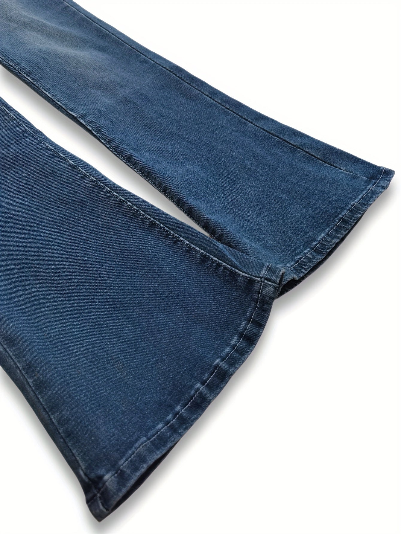 Flare Leg Jeans Women's Washed Button Fly Medium Stretch Casual Jeans