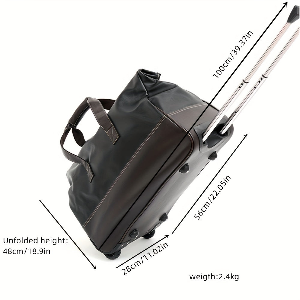 Waterproof PU Leather Rolling Travel Bag Large Capacity Handbag