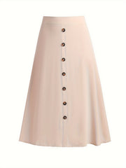 Women's Solid Button High Rise Maxi Skirt