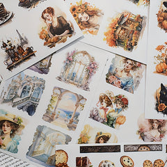 20pcs Retro Character Diary Decoration Flower Journal PET Sticker Book
