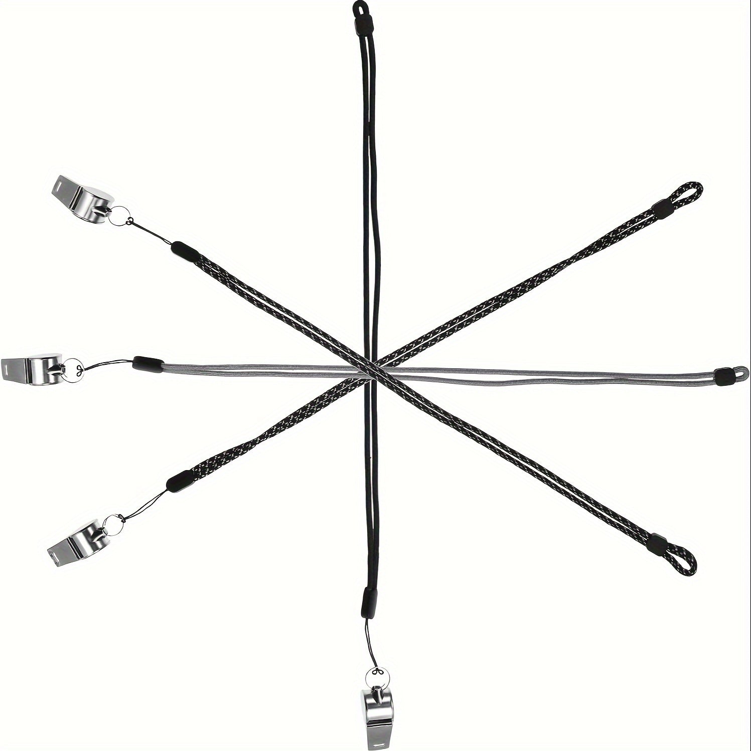 8pc Stainless Steel Whistles w/ Lanyard For Coaches