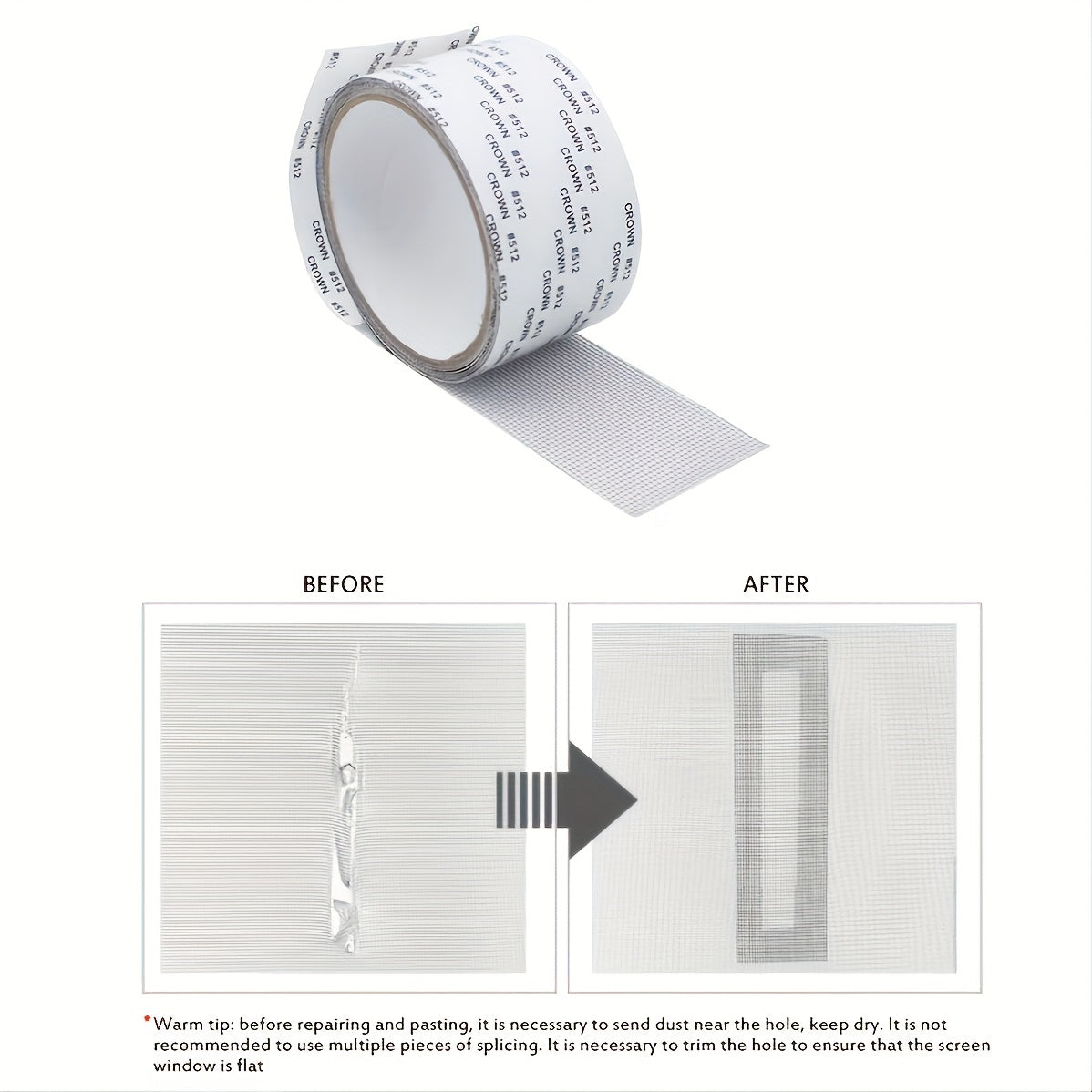 Self Adhesive Fiberglass Screen Repair Tape for Windows and Doors