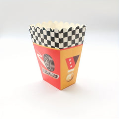 6pcs Racing Car Theme Popcorn Boxes & Flag Print Snack Box