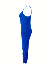 Sexy Romper Solid Ruched Stretch Cami Jumpsuit