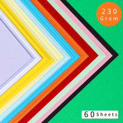 230gsm Colored Card Paper Set 60 Sheets 12 Colors