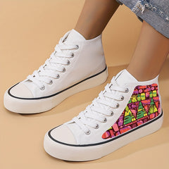 Abstract Print Flat Chunky Canvas Sneakers