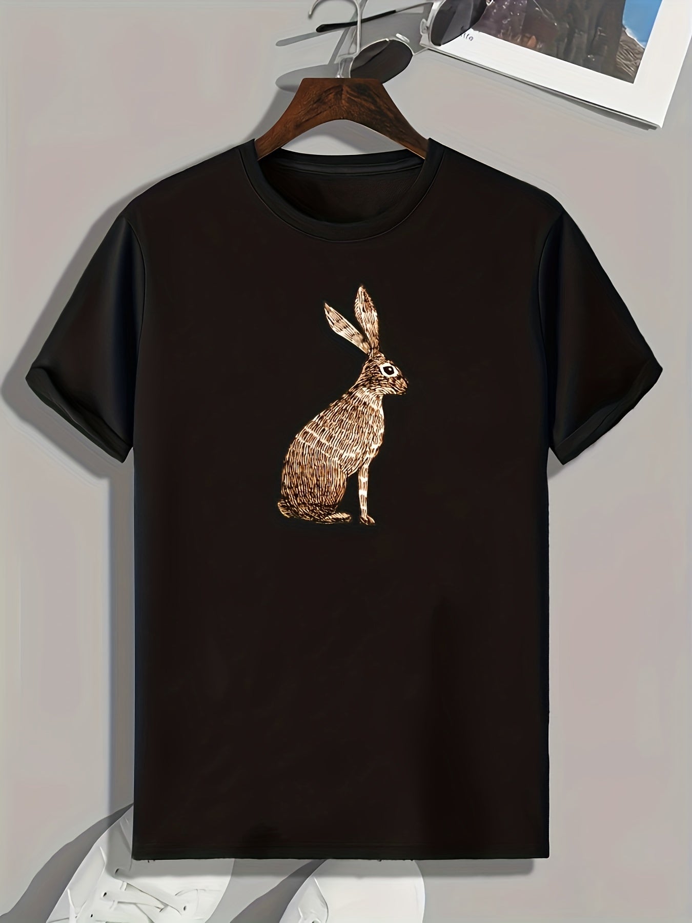 Rabbit Pattern Print Men's Sports T-Shirt