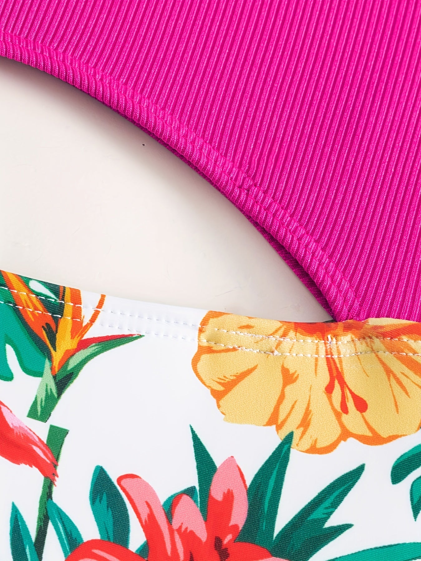 Girl's Tropical Plant Print Swimsuit & Cover Up Tankini Bathing Suit