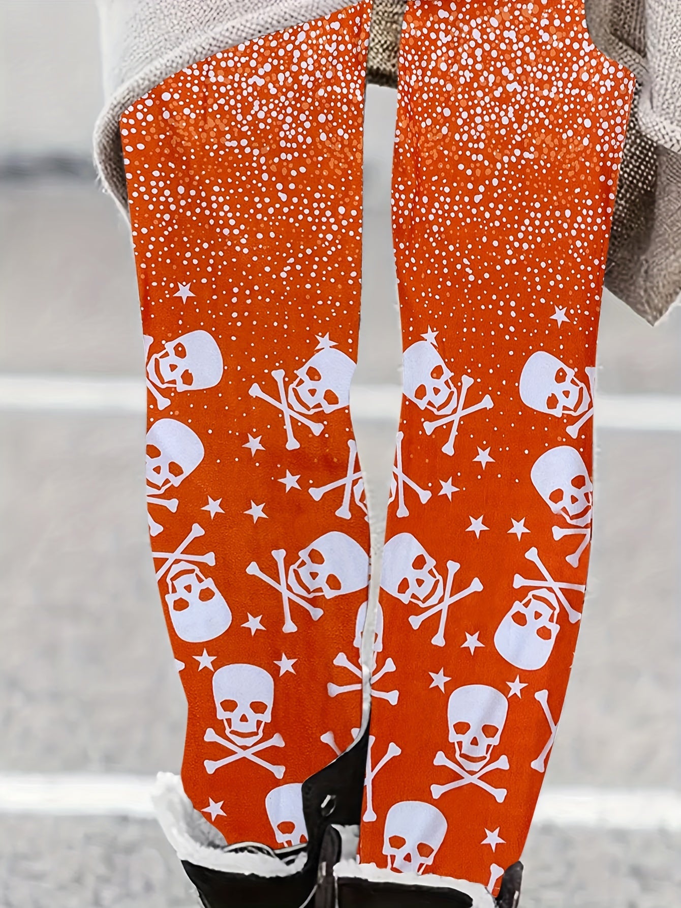 Women's Plus Gothic Skull & Splash Print Leggings