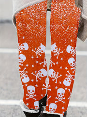 Women's Plus Gothic Skull & Splash Print Leggings