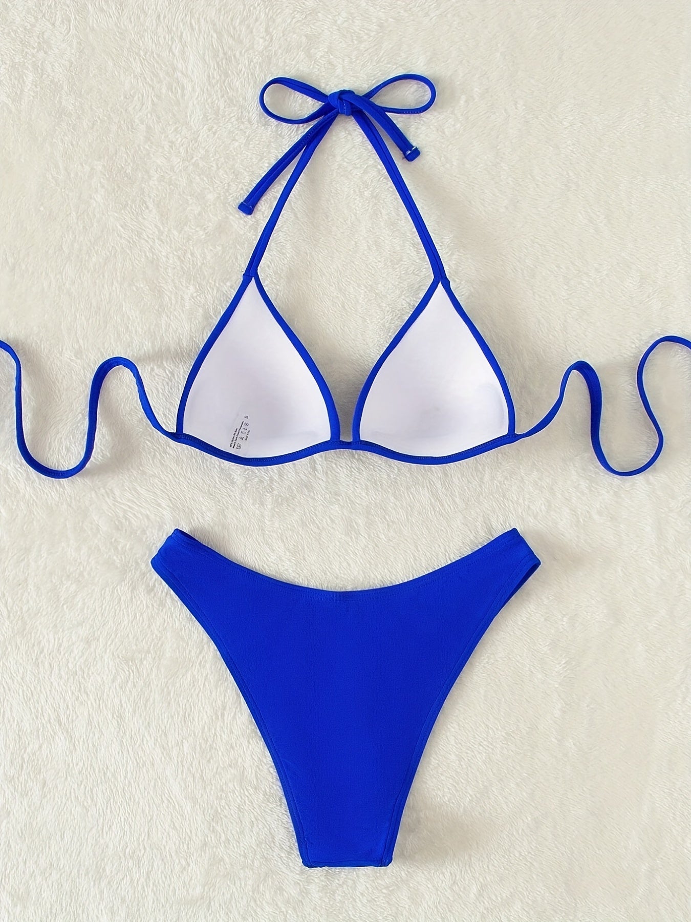 Push Up 2 Piece Set Bikini Triangle V Neck Tie Back Swimsuit