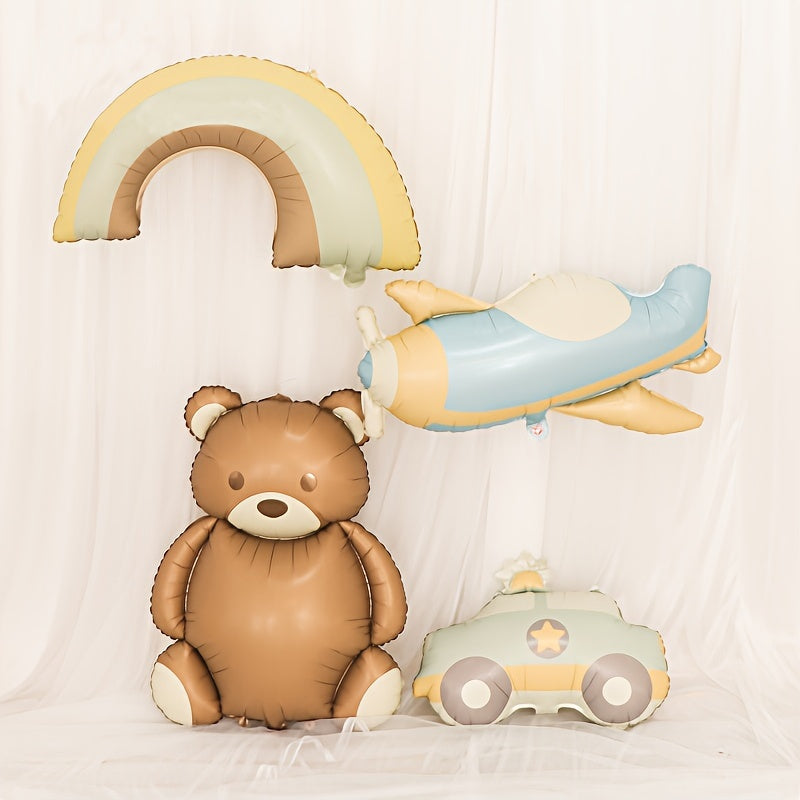 2pcs Love Bear Matte Airplane Rainbow Brown Bear Car Polyester Aluminum Film