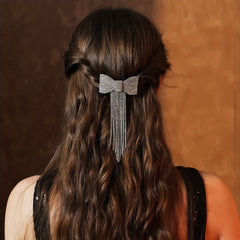 Long Tassel Hair Clip Women's Rhinestone Bow Hair Clip