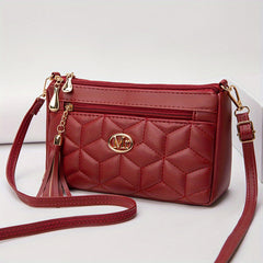 Quilted Crossbody Bag PU Shoulder Bag Women's Casual Handbag