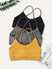3 Pcs Girls Crisscross Back Sports Bras for 10-14 Years Old