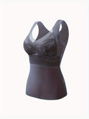 Lace Tank Top V Neck Slim Fit Sleeveless Thermal Top