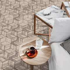 11pcs Wood Grain Hexagonal Floor Stickers Waterproof Anti-slip Home Decoration
