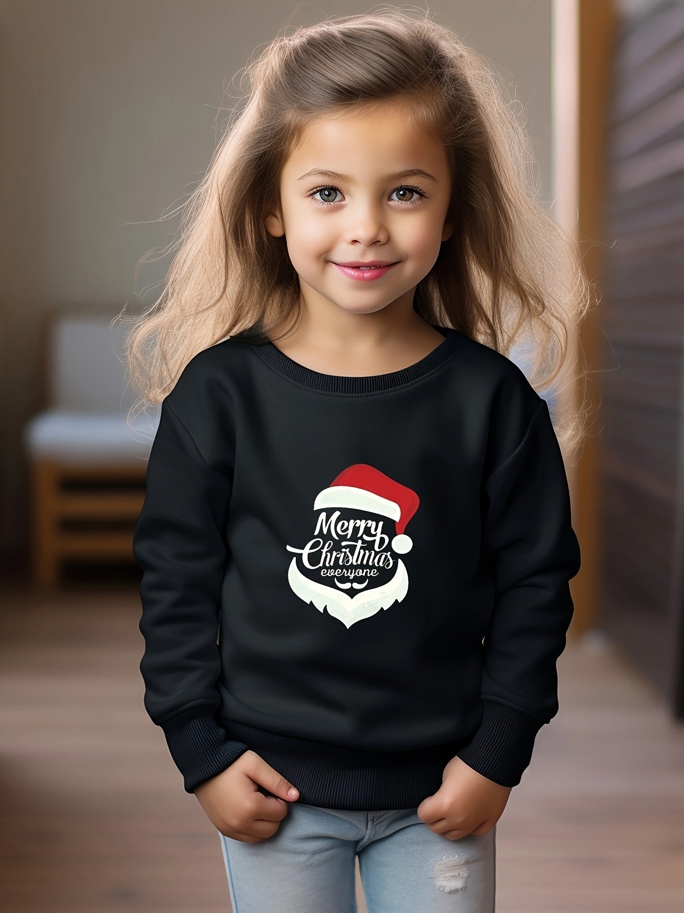 Christmas Santa Pattern Sweatshirt for Kids