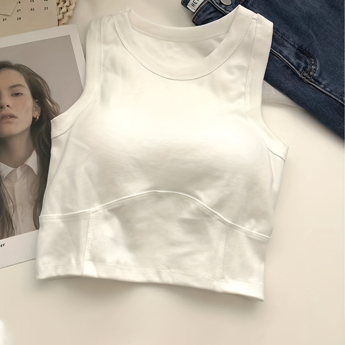 Girls Tank Top With Chest Pads Comfy Soft Undershirts