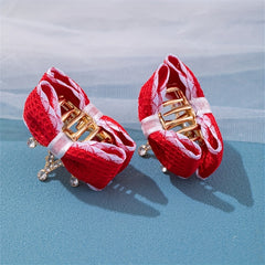 Girls Double Bow Rhinestone Crown Hair Clips
