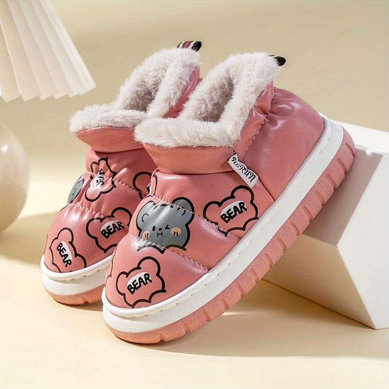Girls Soft Warm Cartoon Boots, Indoor Outdoor Walking, Autumn & Winter