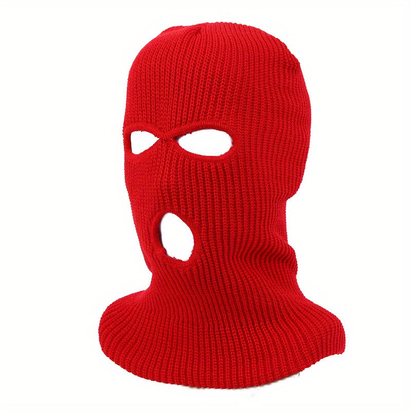 Winter Three hole Ski Mask Knitted Hat Solid Acrylic Three hole Knitted Hat