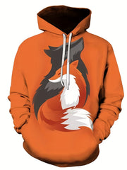 Men's Fox Graphic Hoodie Active Slightly Stretch 3D Print Hooded Sweatshirt