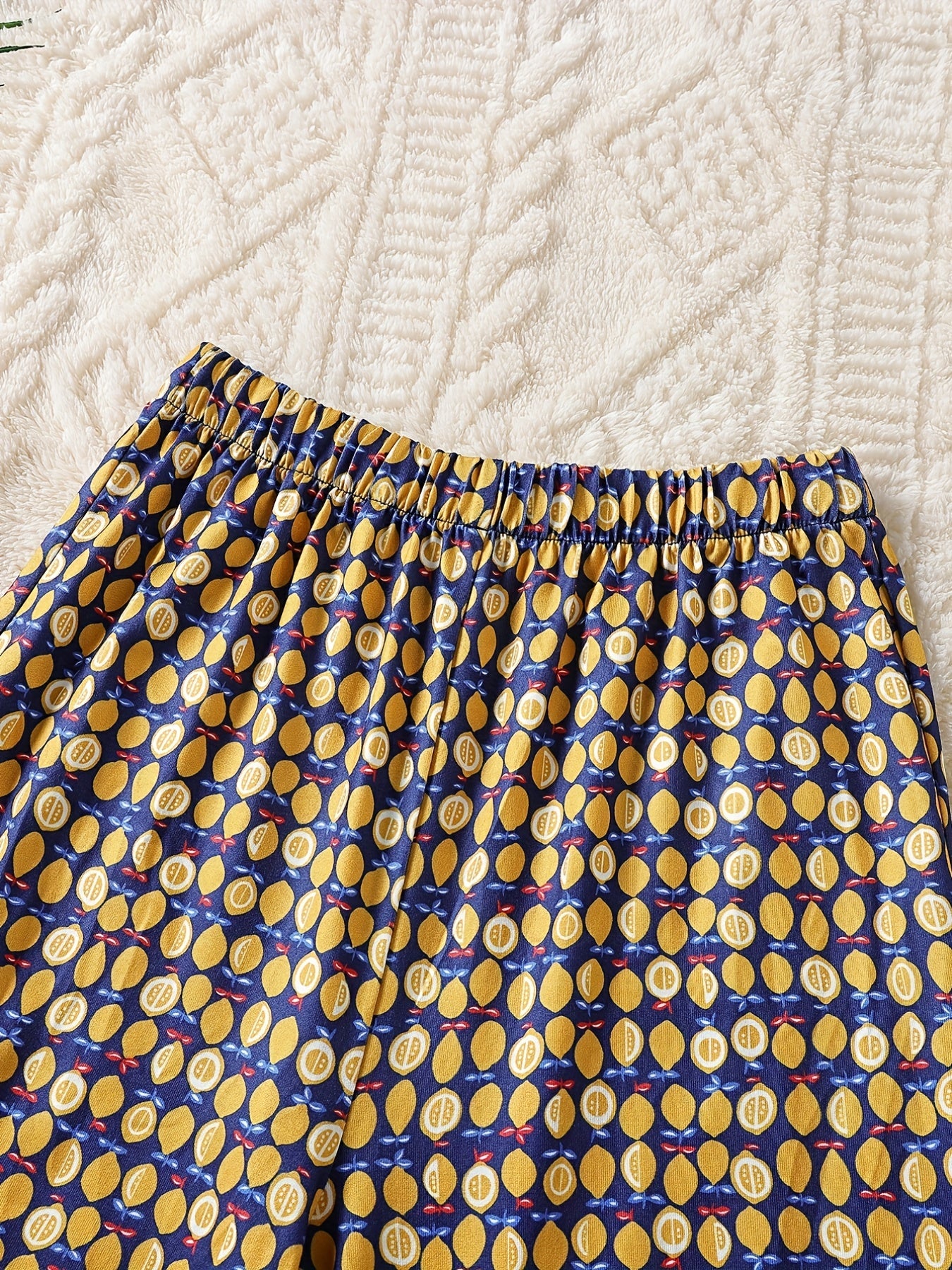 2pcs Lemon Print Kid's Pajama Set Comfy PJ Girl's Loungewear