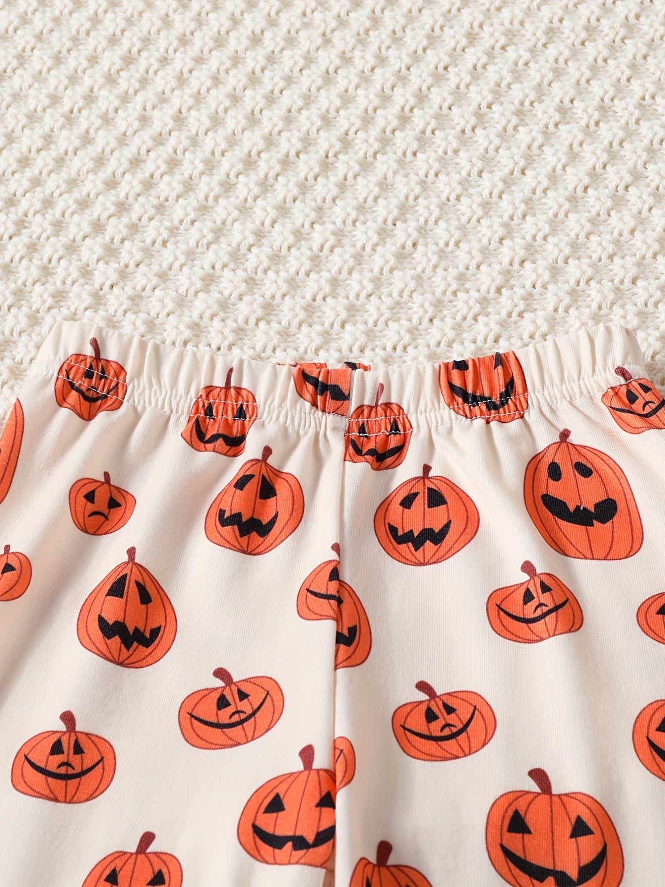 2pcs Pumpkin & Bell Print Cropped Leggings For Toddler Girls