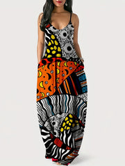 Butterfly Print Maxi Cami Dress with Pockets