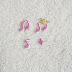 4pcs Music Notes Mixed Fabric Stickers DIY Creative Self-adhesive Stickers