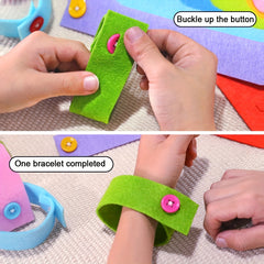 Colorful Felt Cloth Fastening Toy Button Bracelets for Kids Educational Toy