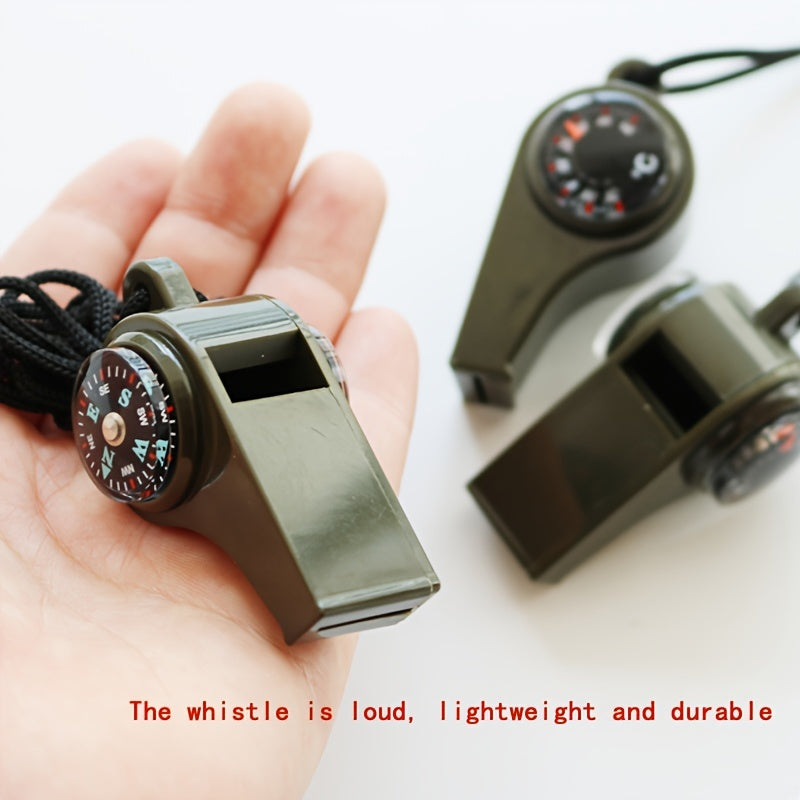 3-in-1 Emergency Whistle Compass Thermometer High Decibel Keychain Whistle