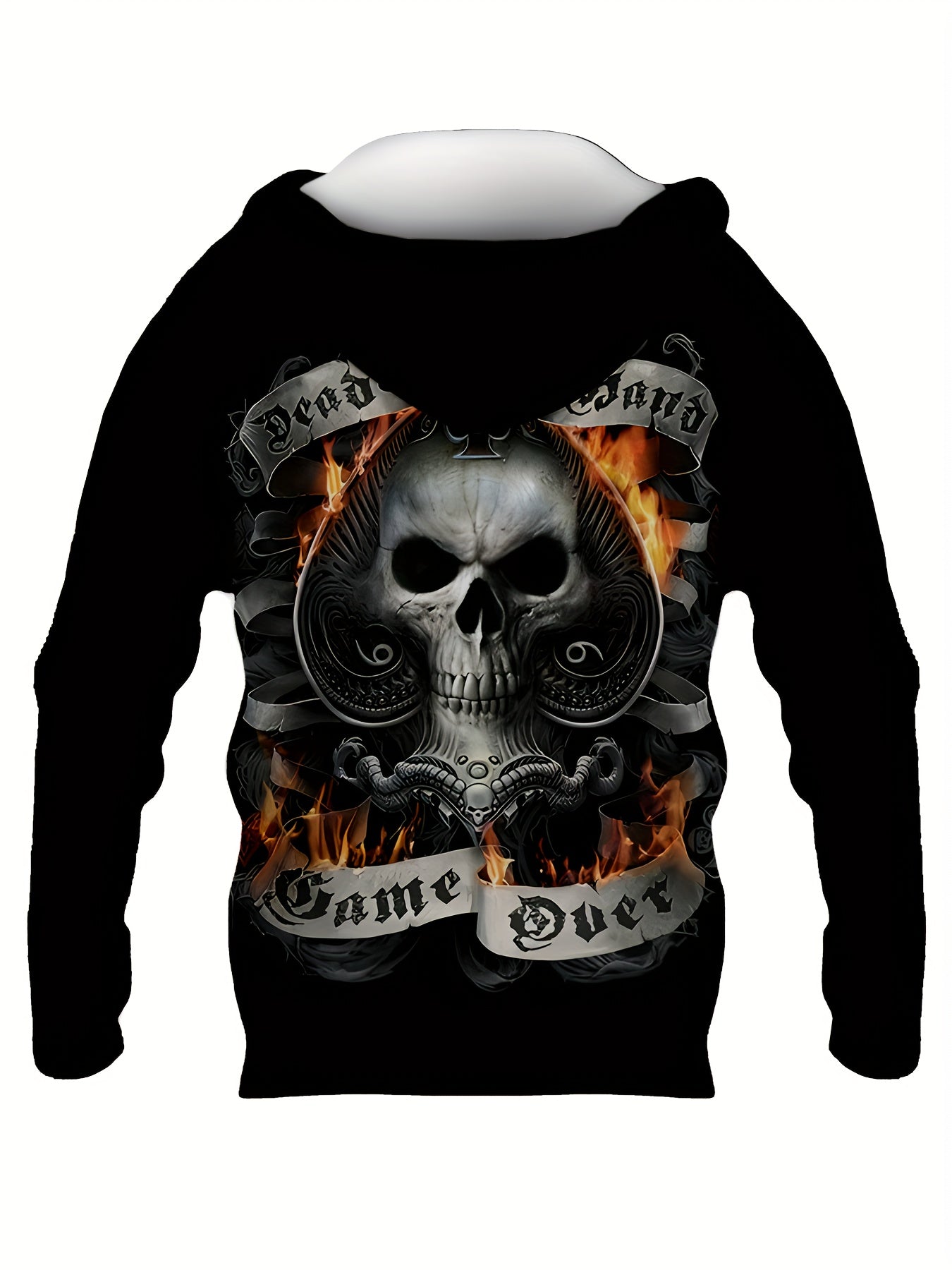 Y2K Skull Poker Print Hoodie Mens Autumn Winter