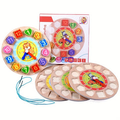 Wooden Number Animal Clock Shape Alarm Building Blocks