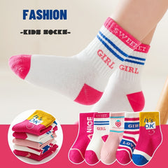 5pairs Girls Kids Casual Sports Socks Strawberry Sweet Thin Breathable
