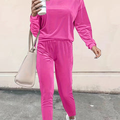 2pcs Long Sleeve Top & Pants Women's Activewear Set