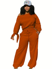 One Shoulder Fleece Top & Pants Set