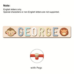 Personalized Wooden Alphabet Toy Custom Name Puzzle Educational Animal