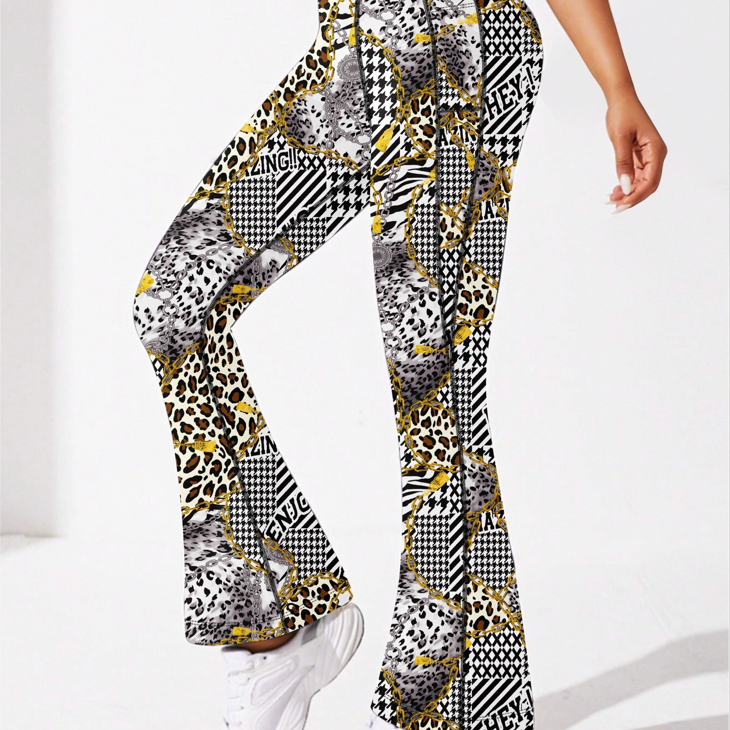 Leopard Print Yoga Flare Leg Pants High Stretch Hip Lifting Fitness Pants