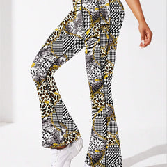 Leopard Print Yoga Flare Leg Pants High Stretch Hip Lifting Fitness Pants